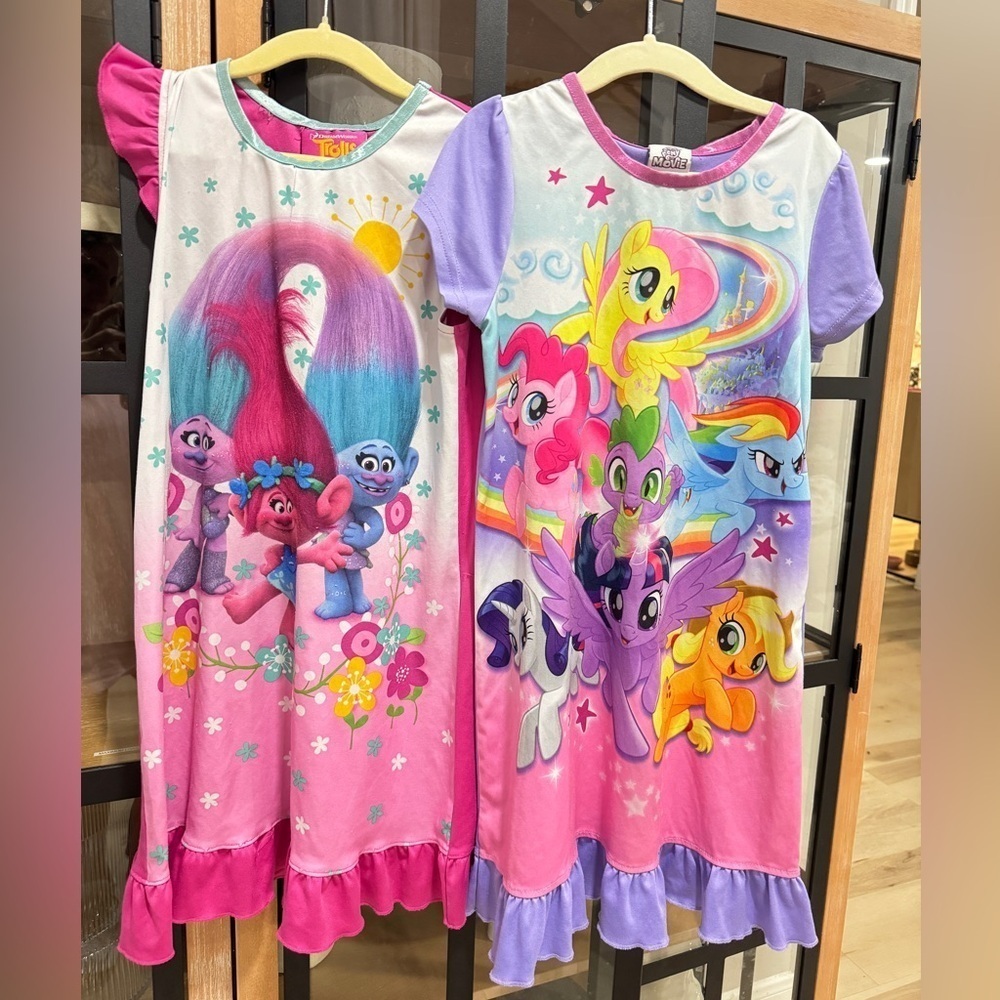 2017 Bundle My Little Pony Trolls Movie nightgown dress pajamas girls ruffles pj